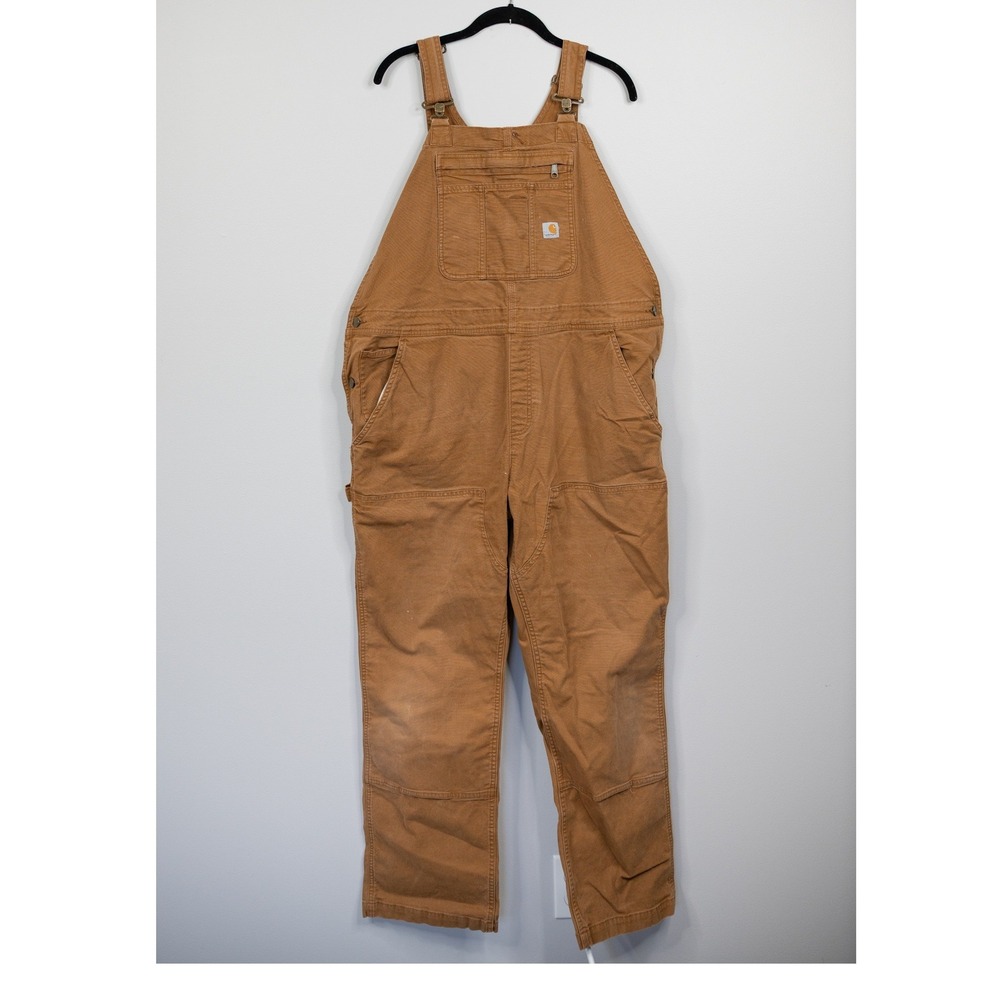 Carhartt Rugged Flex Bib Overalls Womens XL Regular Brown Loose Fit OR2438-W